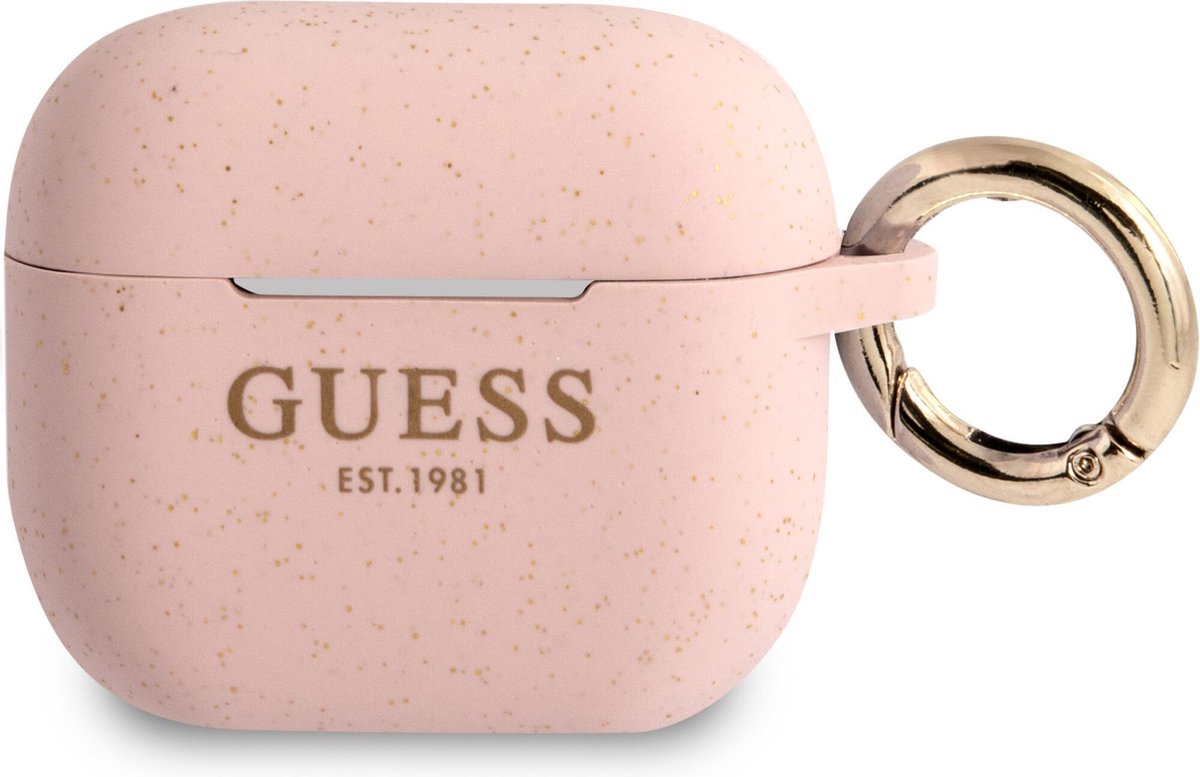 GUESS Siliconen Glitter Hoesje AirPods 3 - Roze