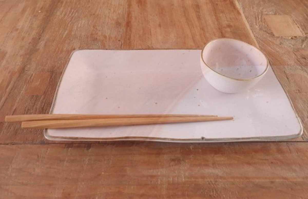 Kitchen Trend 1 persoons sushi servies set Stone roze - 3 delig