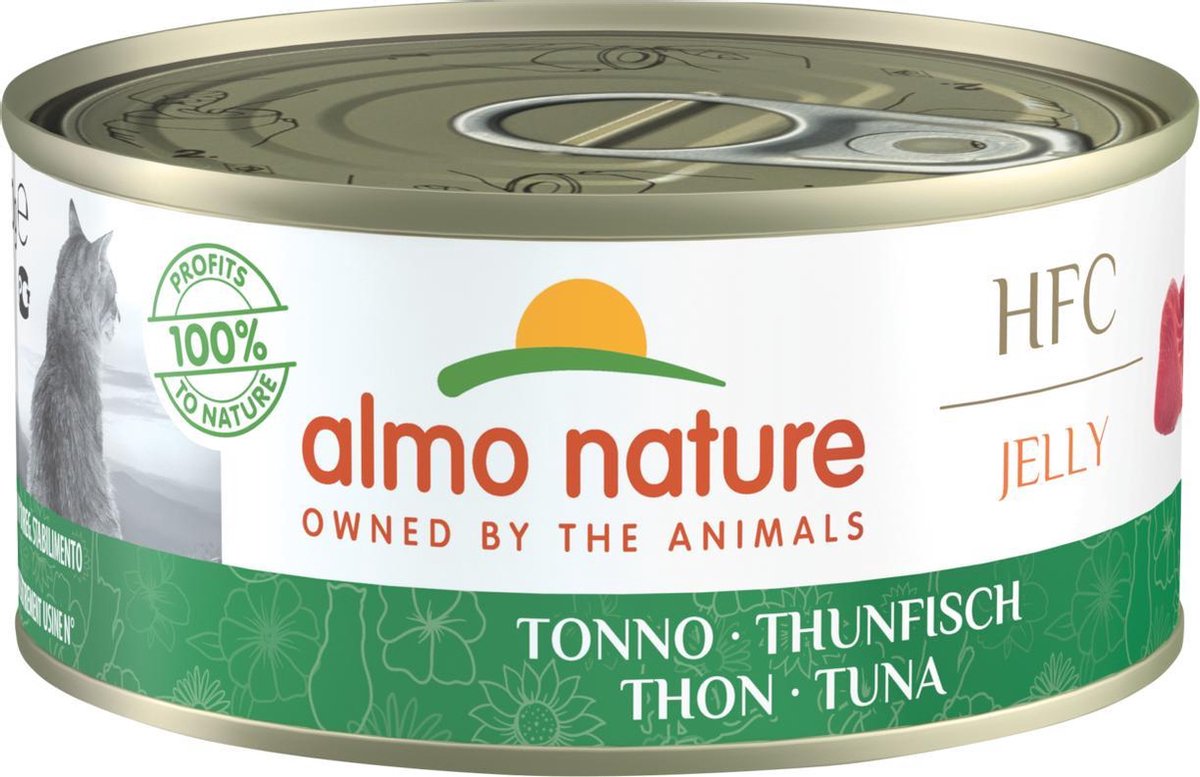 Almo Nature  HFC Jelly  Anti-Haarbal Natvoer voor Katten - 24 x 150g - Tonijn - 24 x 150 gram