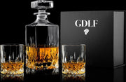 Luxe Vintage Whiskey Karaf in Geschenkdoos by GDLF | 3 Delige Whiskey Set | 1 Whisky Karaf & 2 Whisky glazen |
