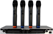 Draadloze 4 kanaals VHF microfoon set 4x hand microfoons (Moonlight)