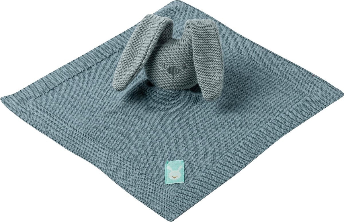 Nattou Konijn Lapidou - Knuffeldoekje - Doudou - Gebreid Katoen - 26 x 26 cm - Groen