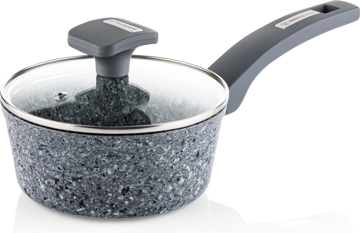 Westinghouse Steelpannetje - Ø 16 cm - Grijs Graniet - met Deksel