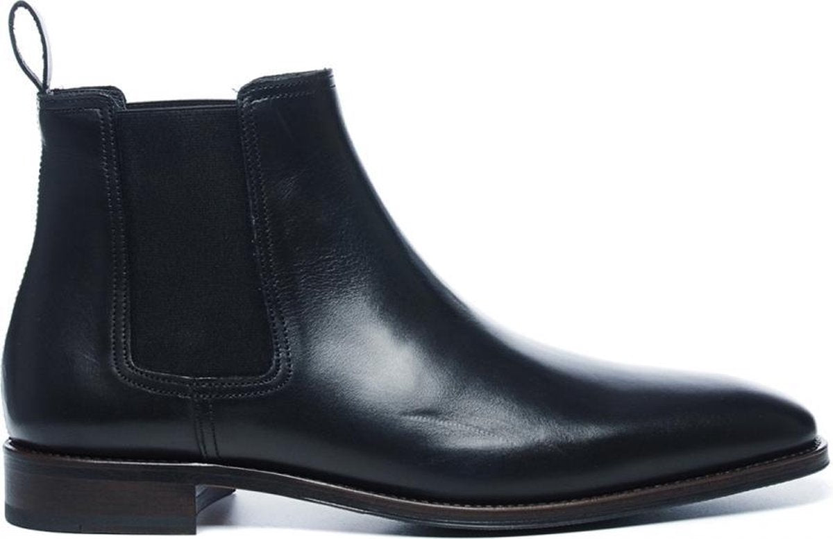 Manfield - Heren - Zwarte leren chelsea boots - Maat 44