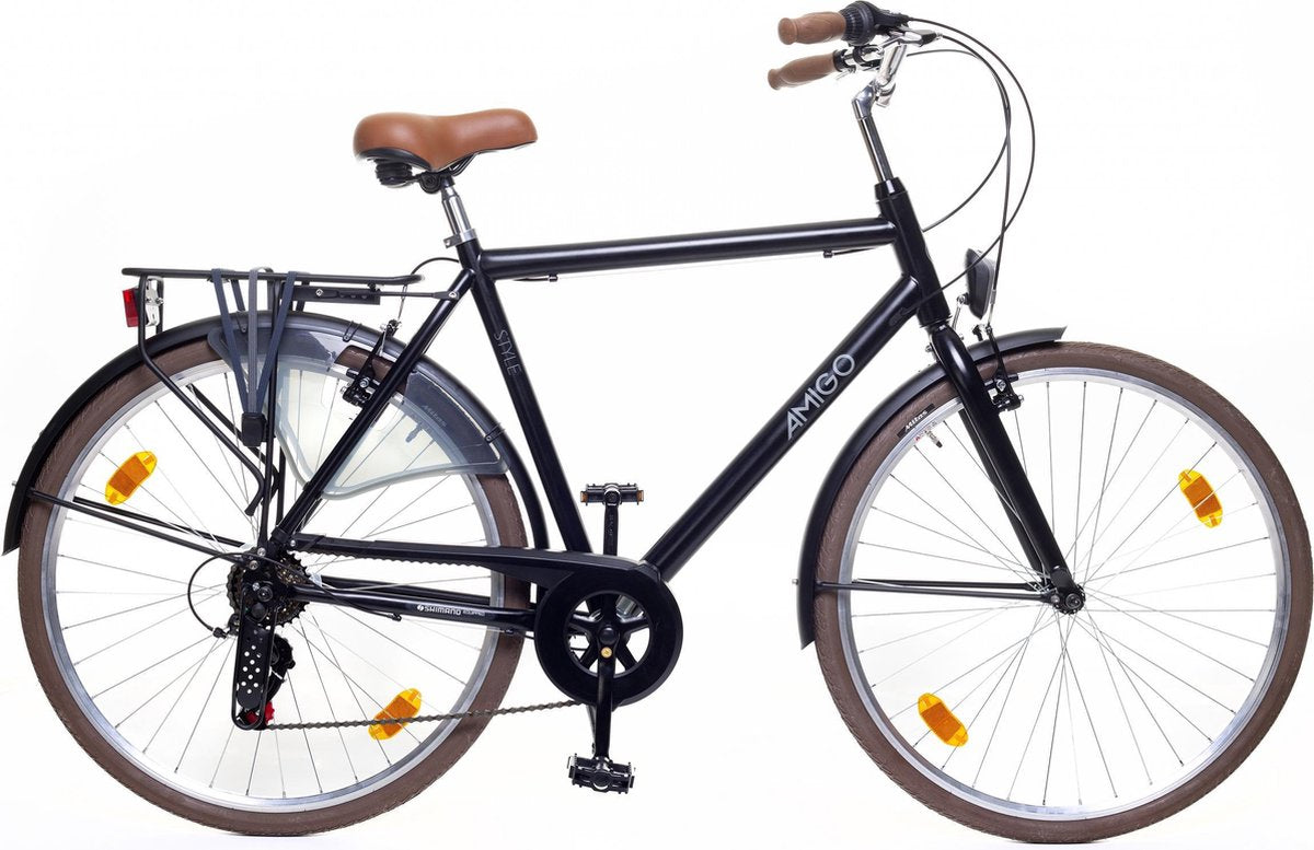 Amigo Style - Stadsfiets 28 inch - Herenfiets met 6 versnellingen - Matzwart