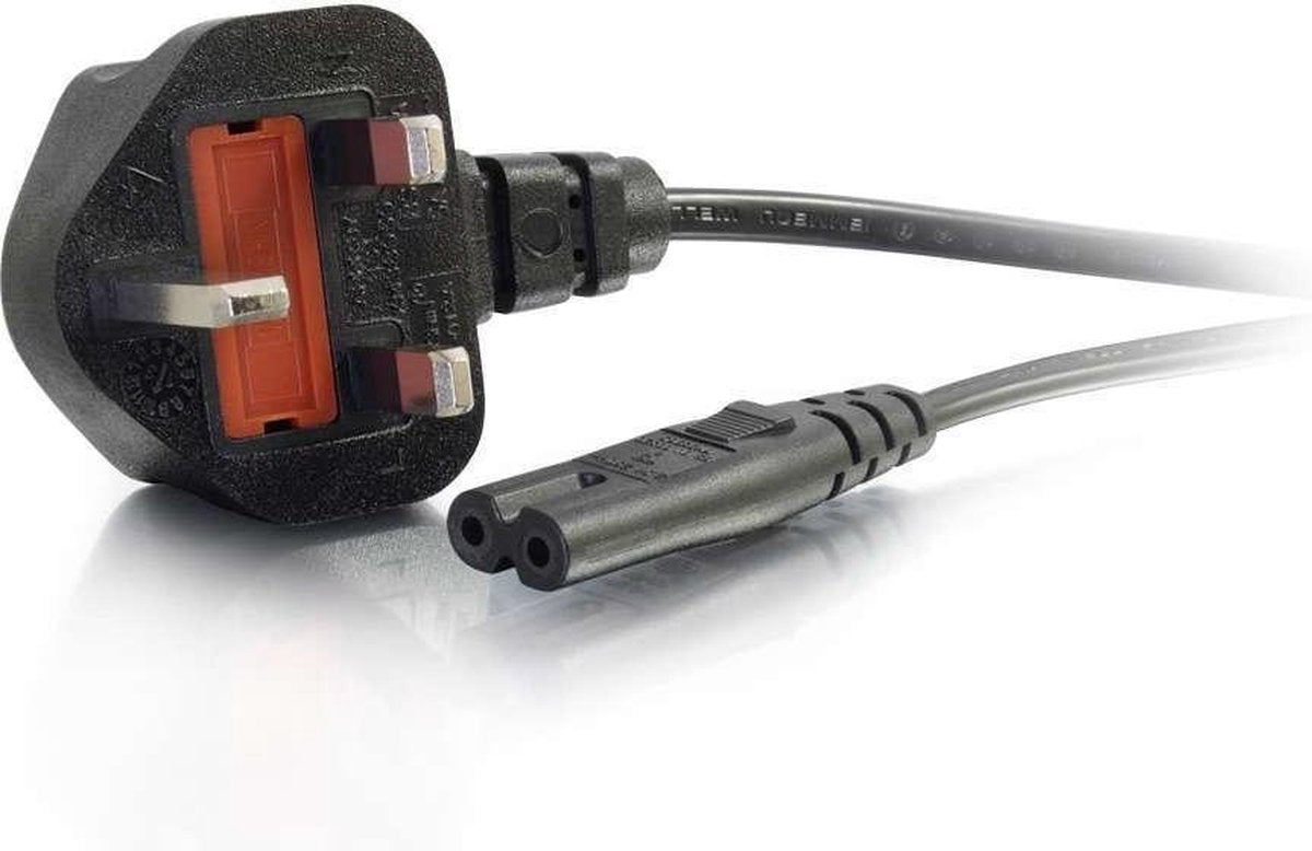 C2G 1 m Engelse niet-geaarde voedingskabel (BS 1363 naar IEC 60320 C7)