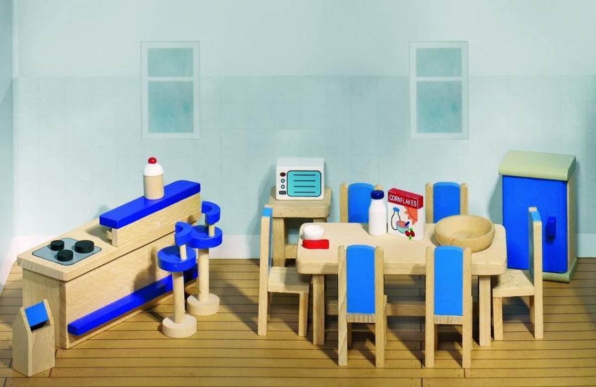 Goki Houten poppenhuis moderne keuken 30-delig