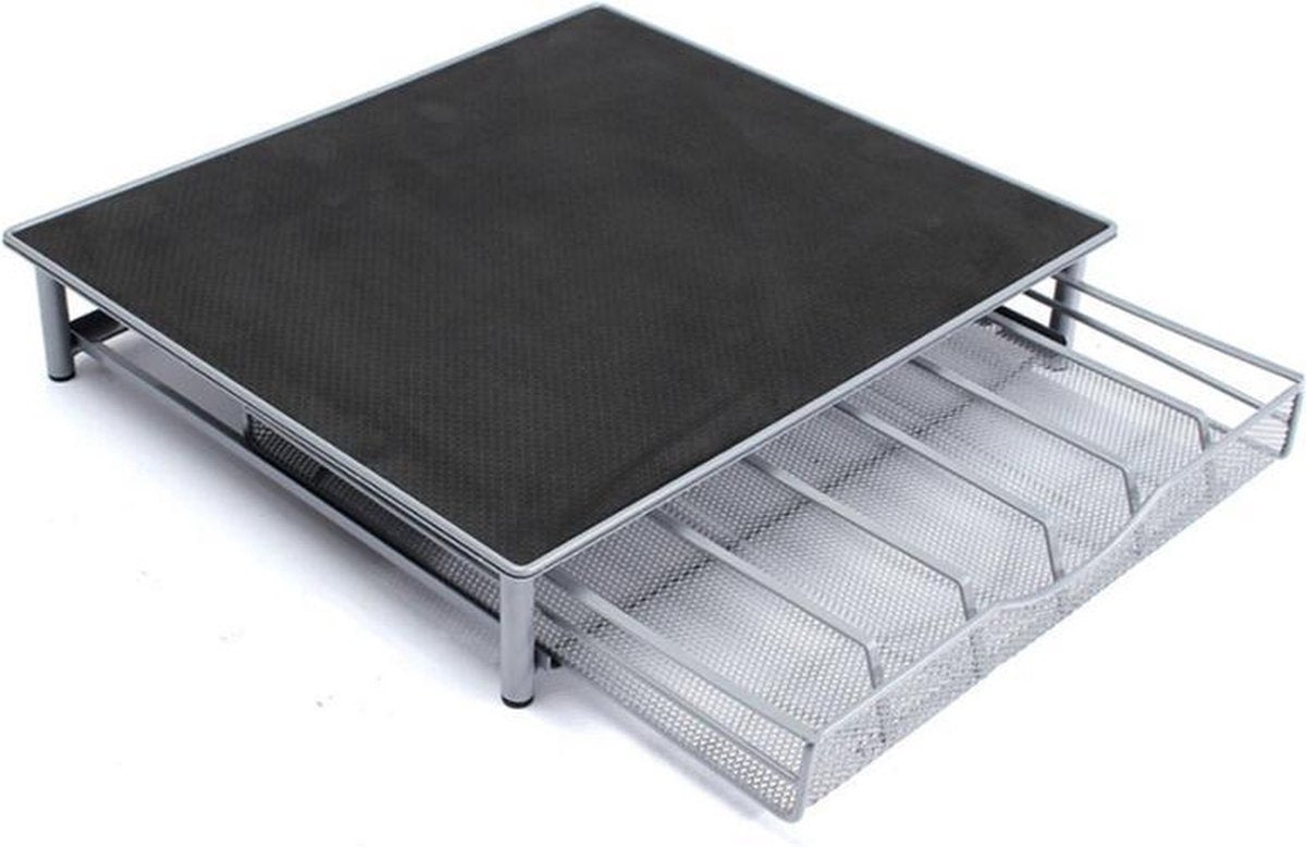 5Five Capsulehouder Met Lade - 360º Draaibaar - 42 Koffie Capsules - RVS - Zilver