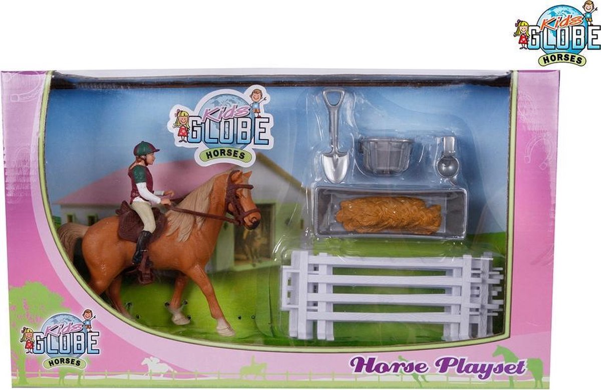 Set van paard met ruiter en accessoires