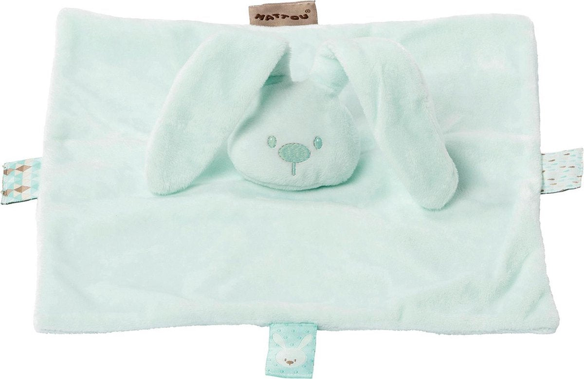 Nattou Konijn Lapidou - Knuffeldoekje - Doudou - 26 x 26 cm - Munt Groen