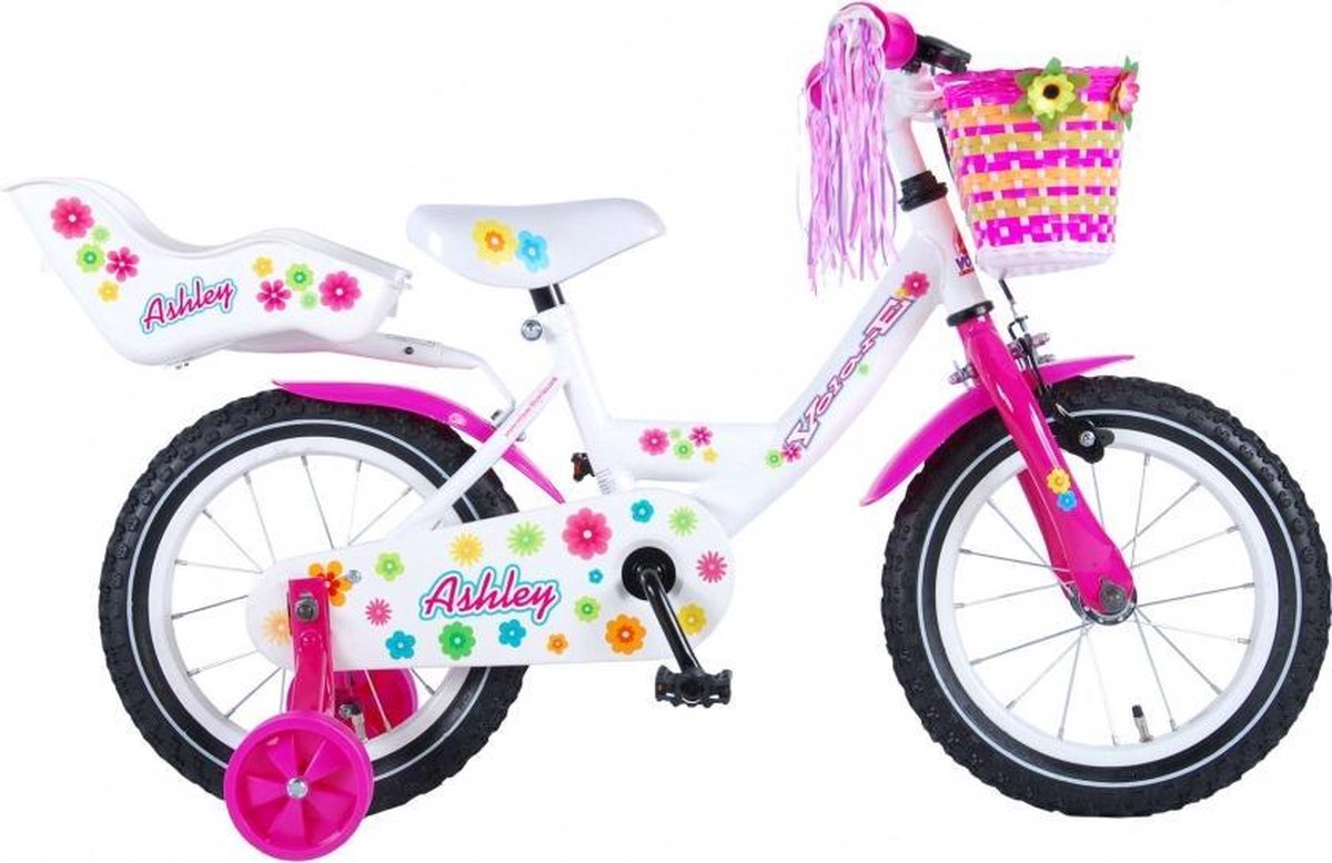 Volare Ashley Kinderfiets - Meisjes - 14 inch - Wit - 95% afgemonteerd
