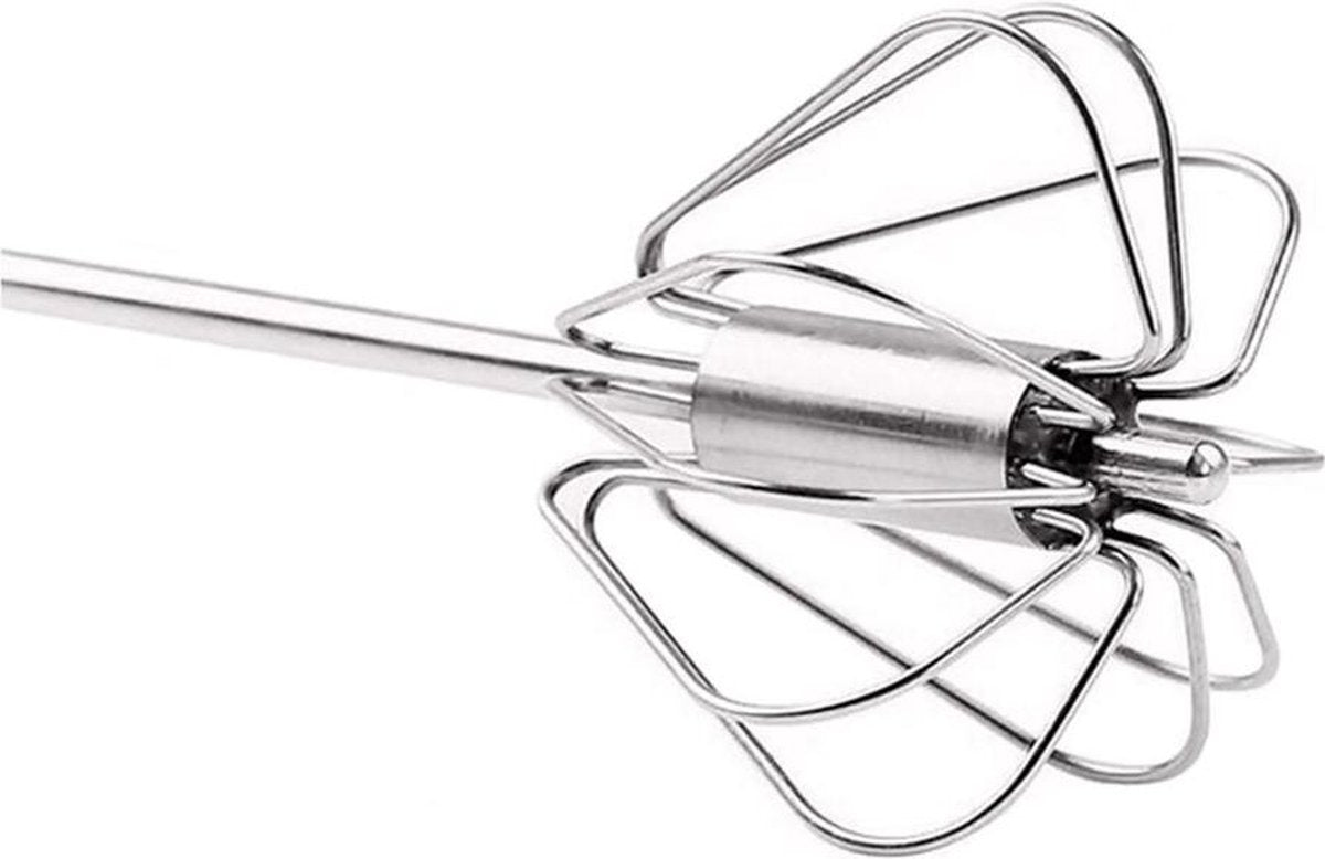 WiseGoods Semi Automatische Garde - Roterende Eierklopper - Melkschuimer RVS Garde - Handmixer - Koken & Bakken - Zilver