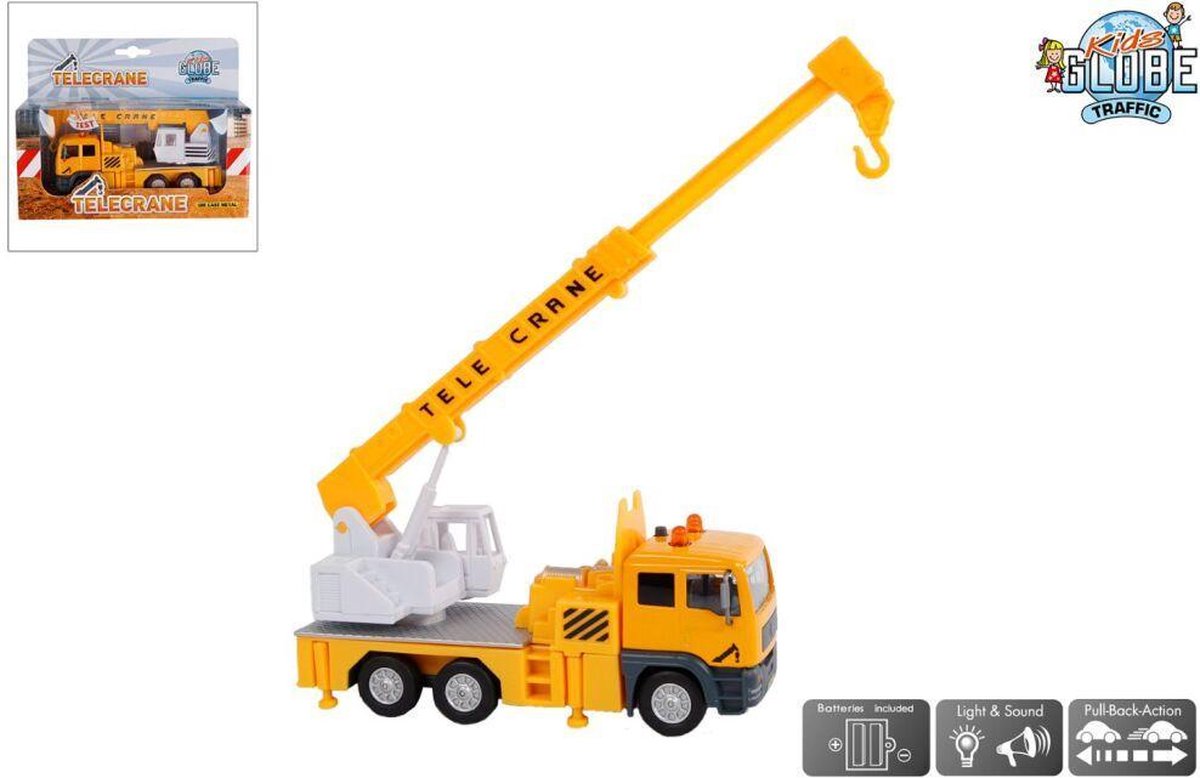 Kids Globe Hijskraan Die-cast met Licht en Geluid