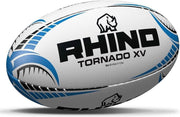 Rhino Rugbybal Tornado Xv Rubber/polyester Wit/blauw Maat 5