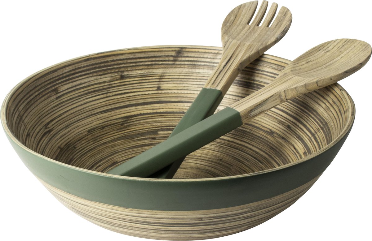 Saladeschaal Bamboe 30 cm Met Saladecouvert