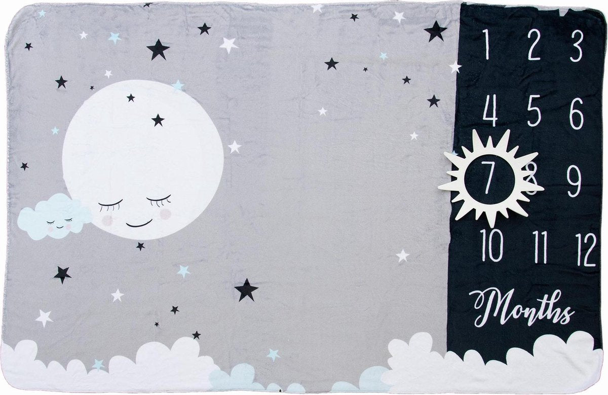 Mijlpaaldeken Baby Inclusief Frames 100 x 150 CM Fleece Foto Herinneringen Babydeken Milestone