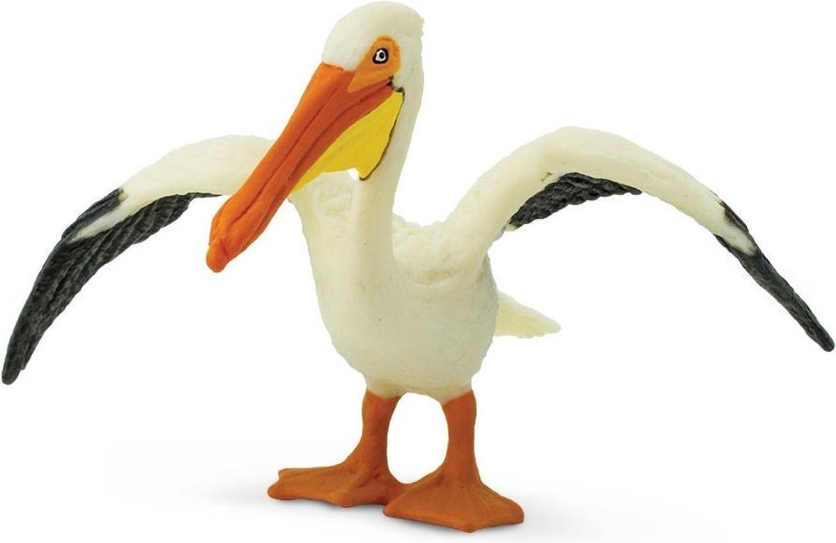 Safari Pelikaan Junior 7 Cm Rubber Zwart/wit/oranje