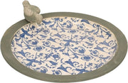 Esschert Design Keramiek Vogelbad Met Print - Grijs/ Blauw - 33
