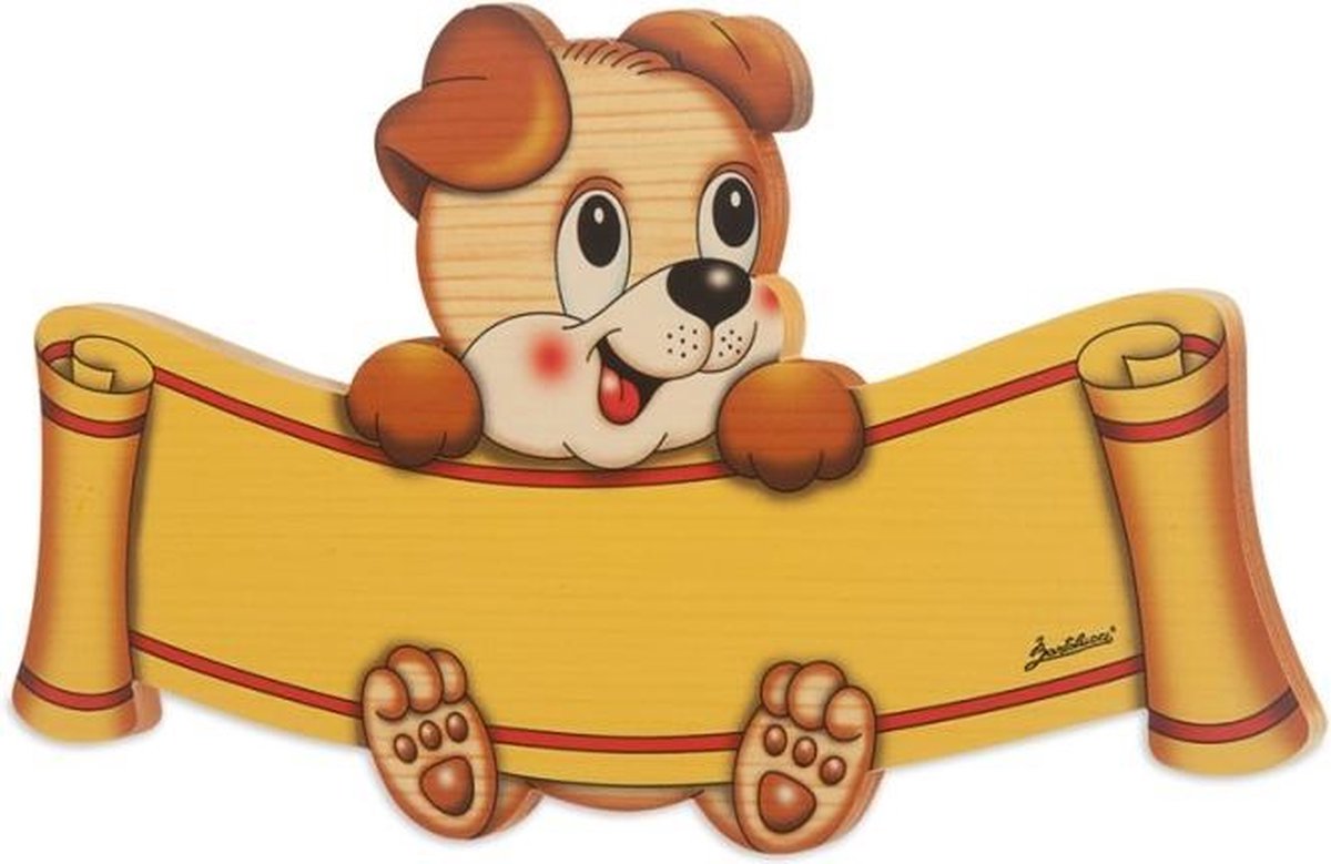 Naambord hond van hout 29 x 17 cm | Bartolucci