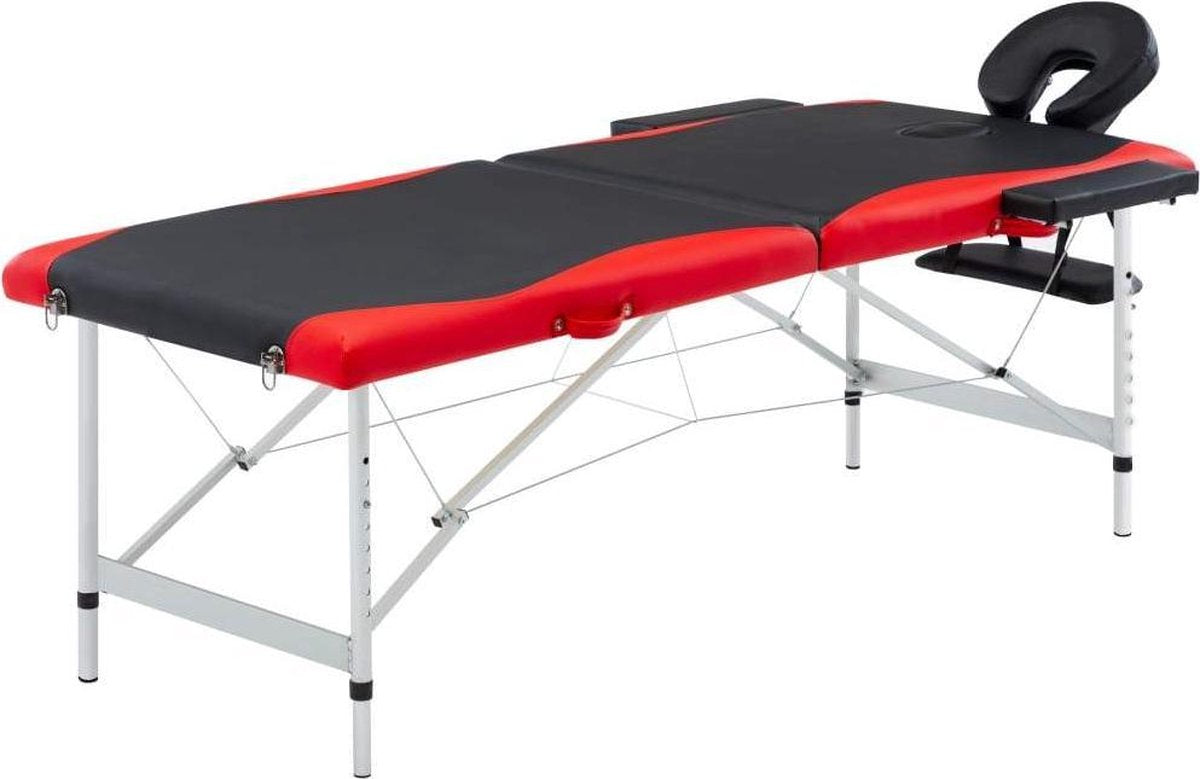 Medina Massagetafel inklapbaar 2 zones aluminium zwart en rood