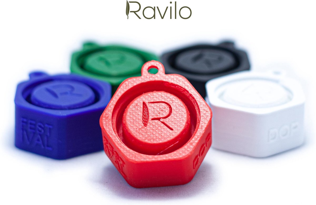 Ravilo® Festival Dop met vakje voor oordopjes Rood | Festivalcap | Universele flessendop