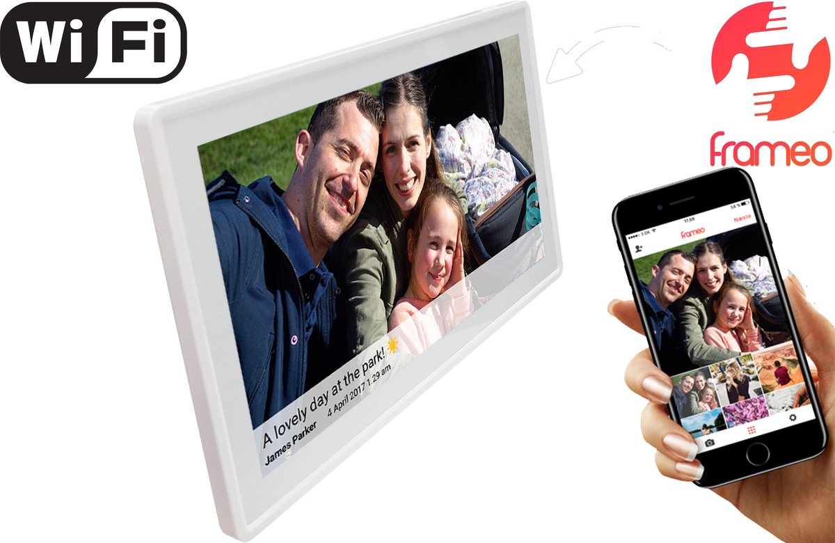 Denver PFF-1160White - 11.6" Full HD - digitale fotolijst - fotokader - FRAMEO software - Wit