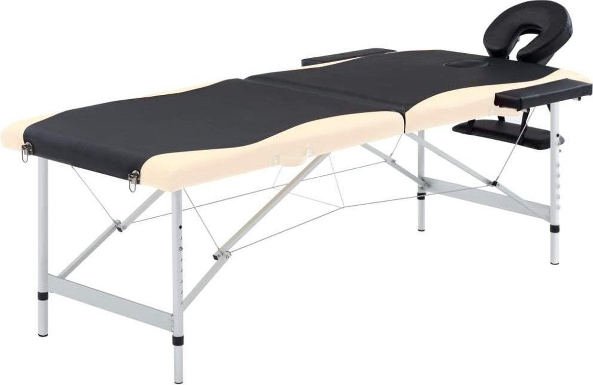 Medina Massagetafel inklapbaar 2 zones aluminium zwart en beige