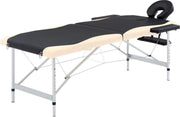Medina Massagetafel inklapbaar 2 zones aluminium zwart en beige