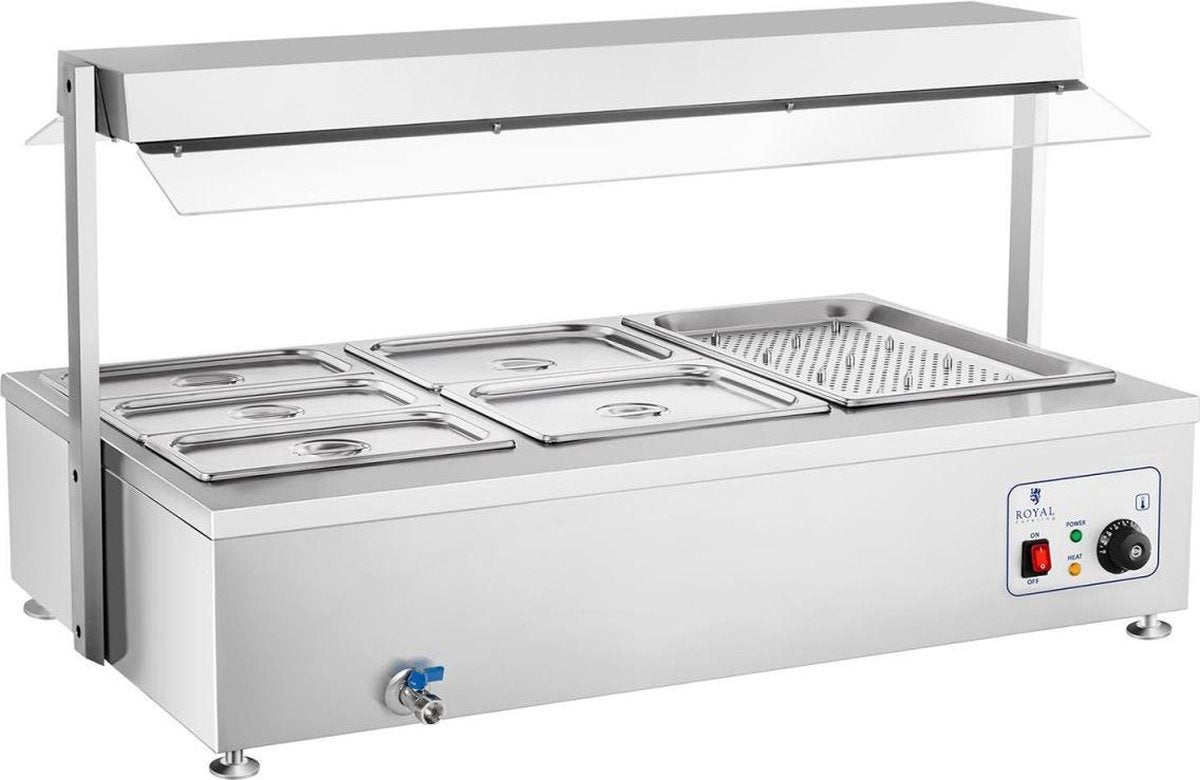Royal Catering Bain-Marie - 6 GN - met vleesopzetstuk en aftapkraan