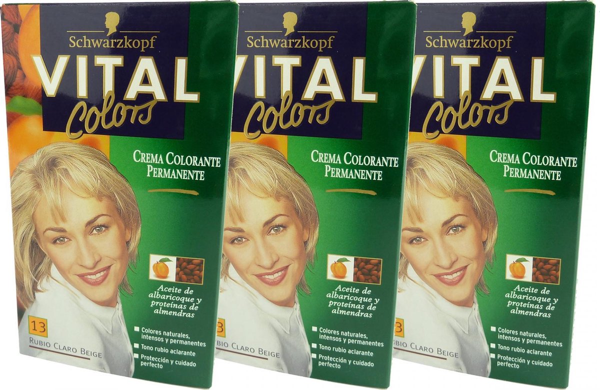 Schwarzkopf Multipack 3x Vital Colors 13 lichtblonde beige haarkleurkleuring