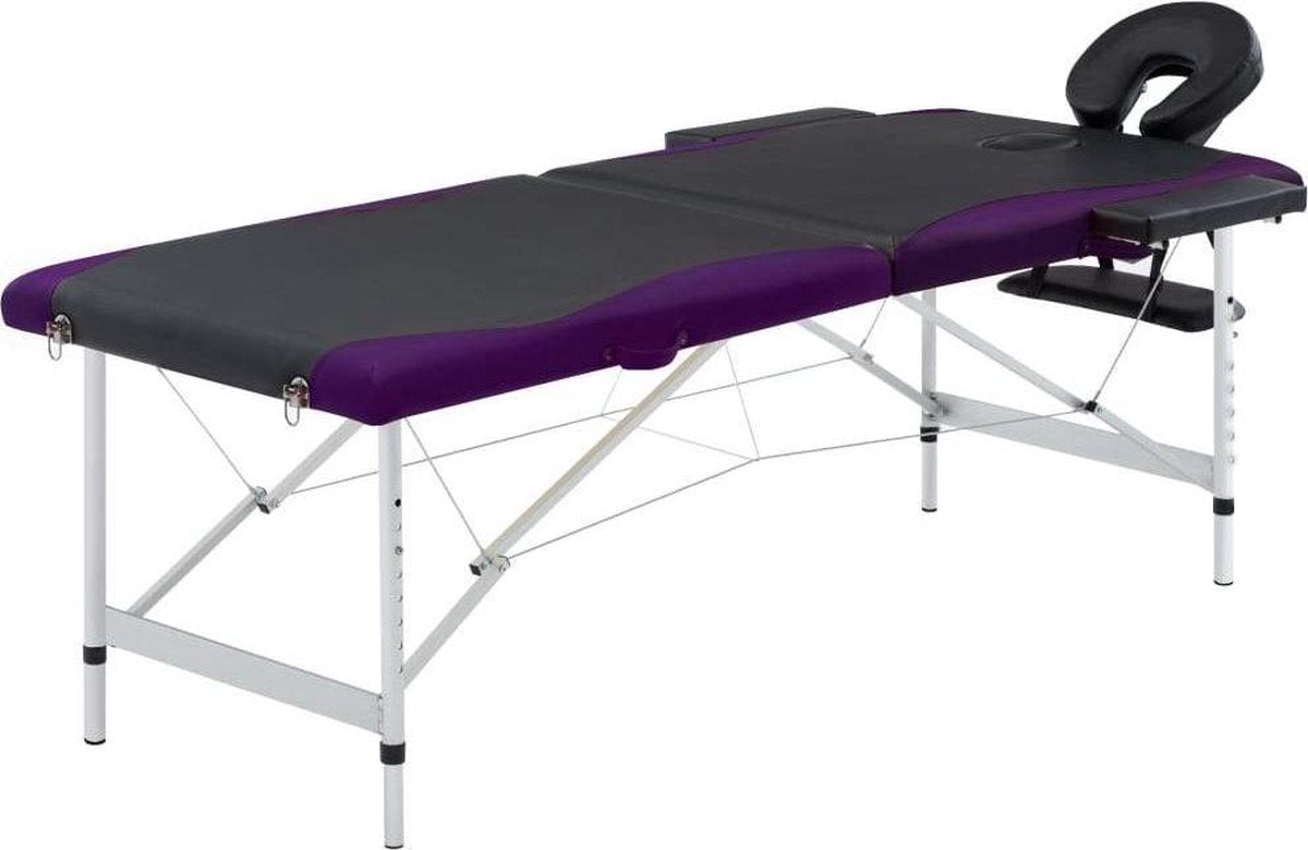 Medina Massagetafel inklapbaar 2 zones aluminium zwart en paars