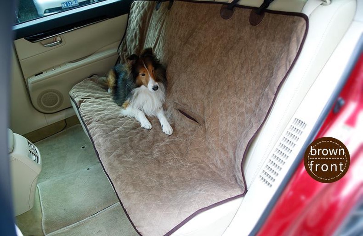 Dubbelzijdige beschermhoes hond auto voor winter en zomer – BRUIN