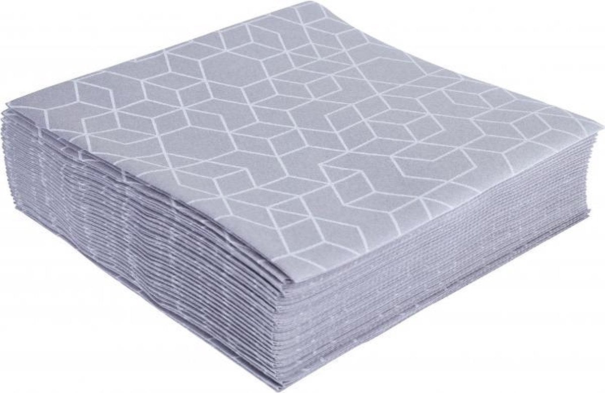 GALA Servetten - Geo Aluminium - 40x40cm - 25 Stuks - Dessin