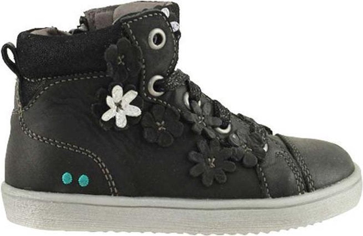 Bunnies JR 218715-689 Meisjes Hoge Sneakers - Zwart - Leer - Veters