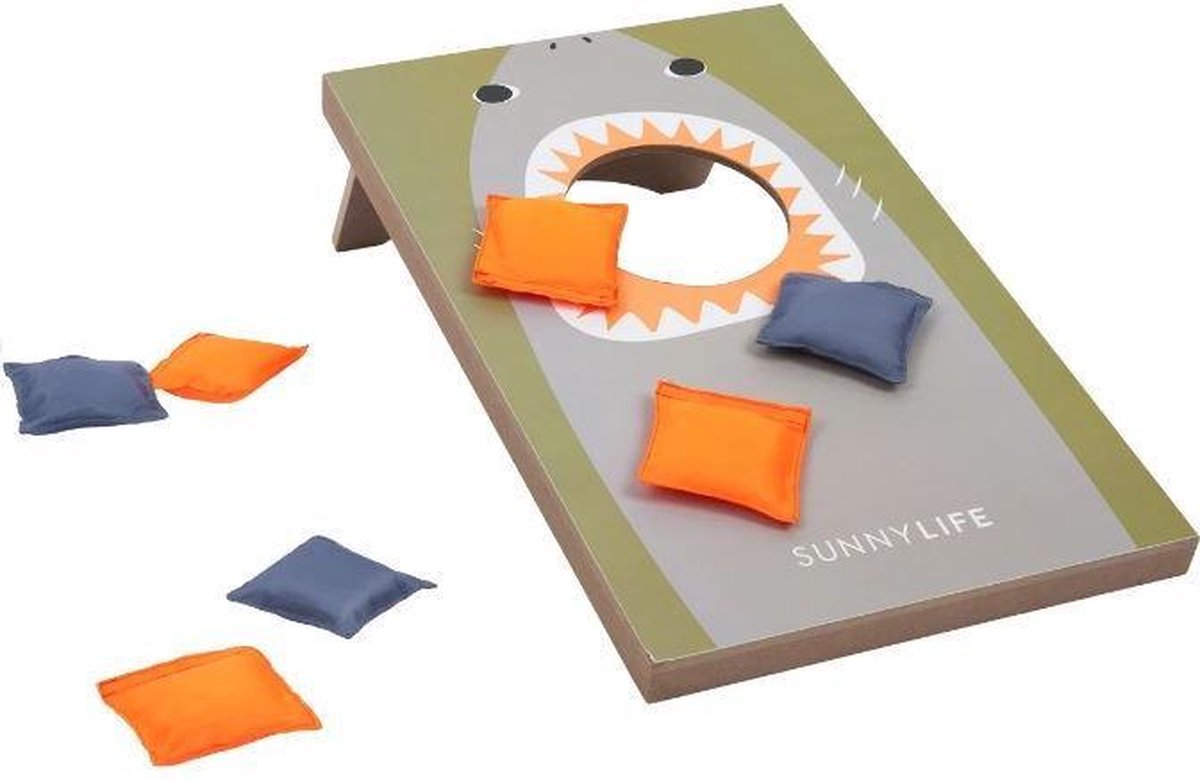 Sunnylife Werpspel Haai Junior 35 X 50 Cm Hout Grijs 8-delig