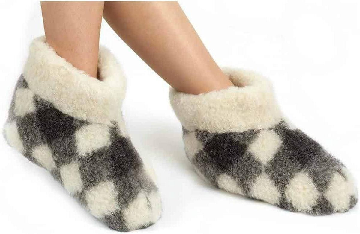 Woolwarmers Unisex Sloffen - Zwart/Wit - Maat 44