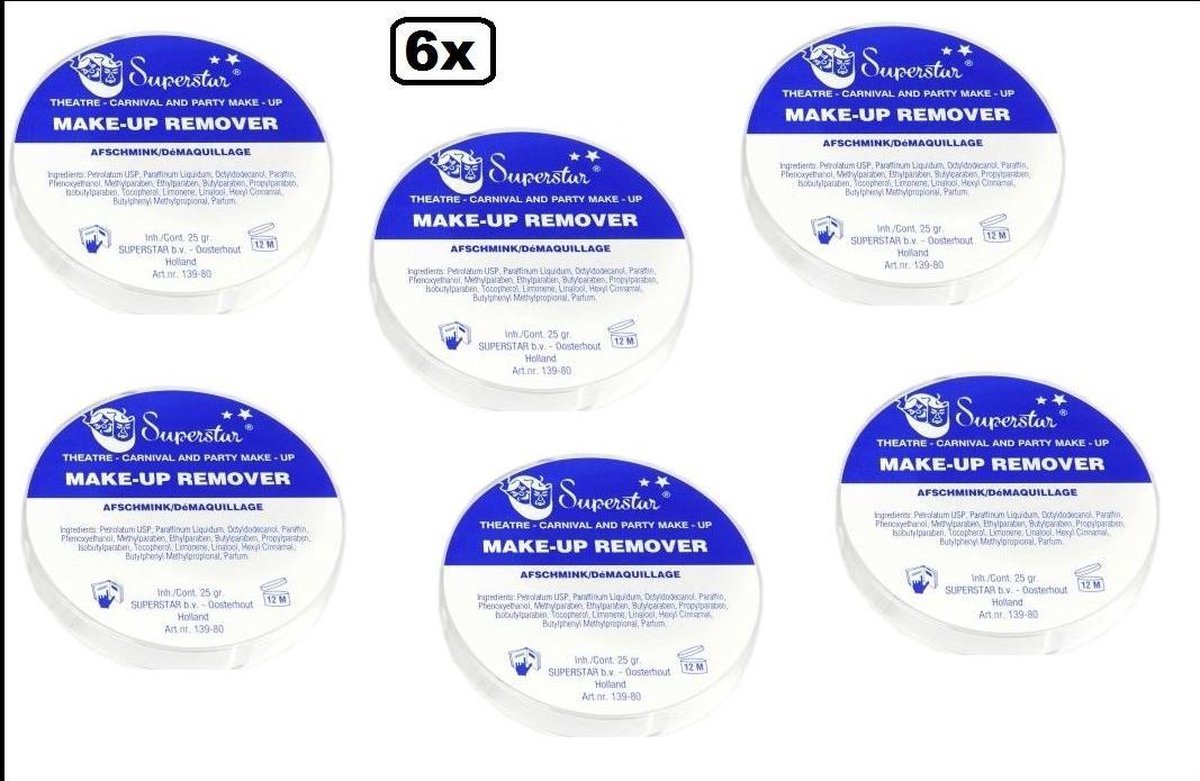 6x Afschmink doosje Superstar 30 gram