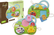 Joueco - Dieren vormenpuzzel 3 assorti