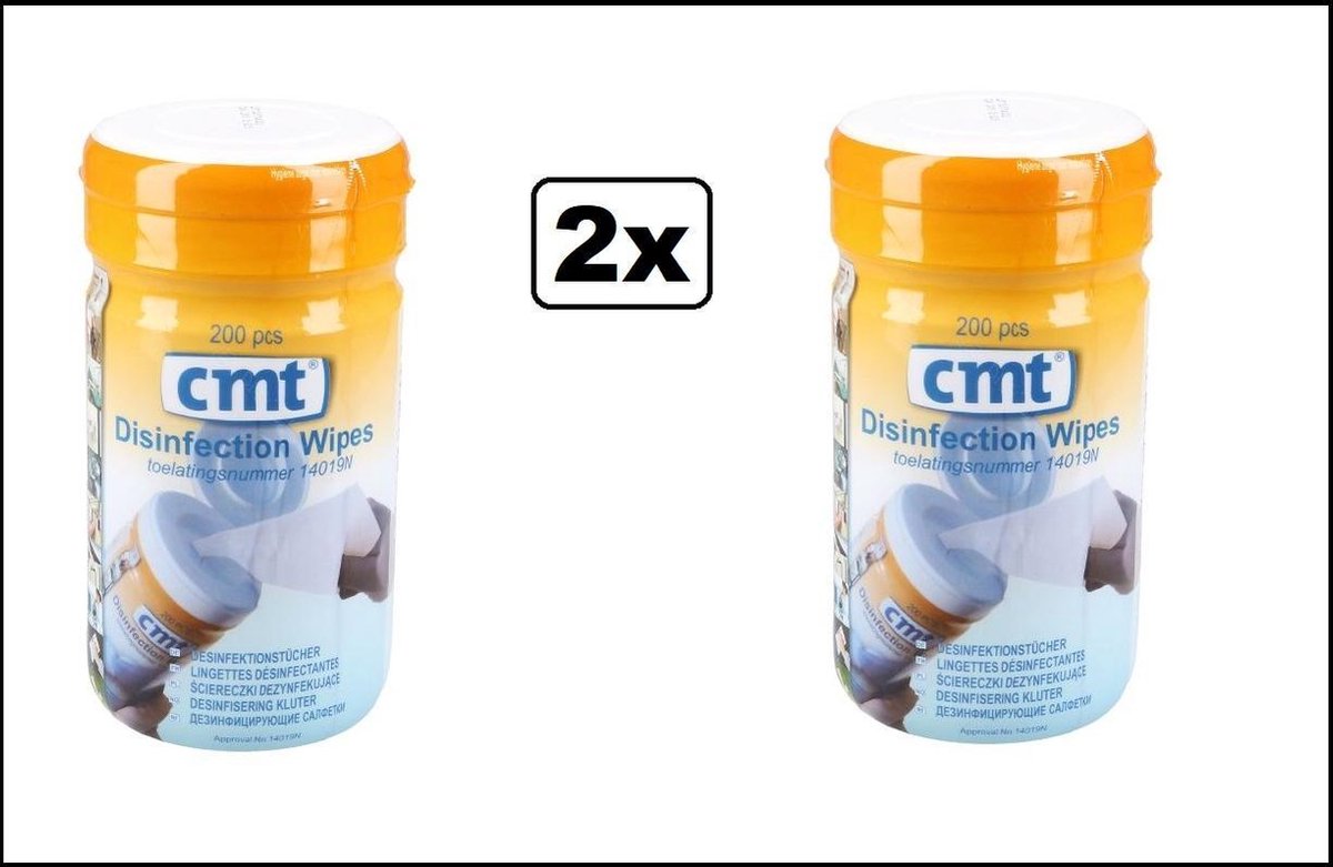 2x CMT Desinfectie doekjes foodwipes - desinfectie covid19 PT2 en PT4 goedgekeurd