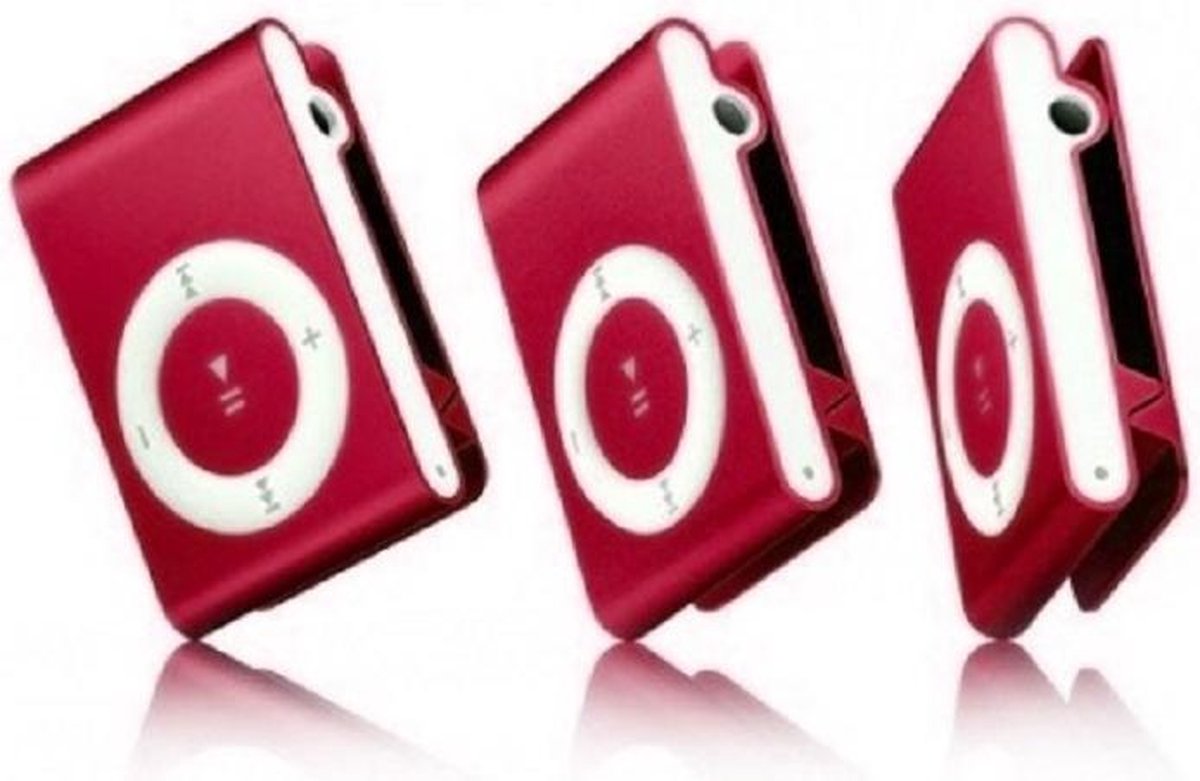 Mini MP3 speler met in-ear koptelefoon Inclusief 4GB Geheugen Rood