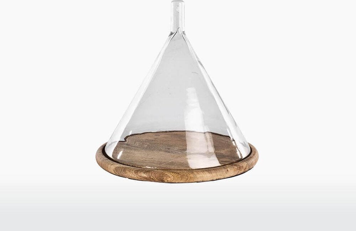 Nkuku Taartplateau met Stolp - Mangohout & Gerecycled glas