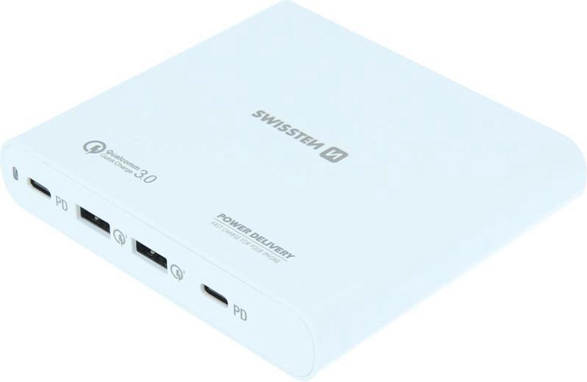 Swissten Laptop Oplader met 4 Poorten - 87W PD3.0 & QC3.0 PPS - Wit