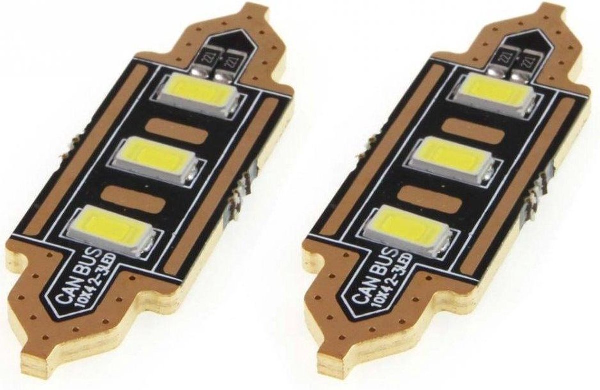 Dome - 3 LED - 5730 - 36mm- Canbus - C5W - 2 stuks (Plat)