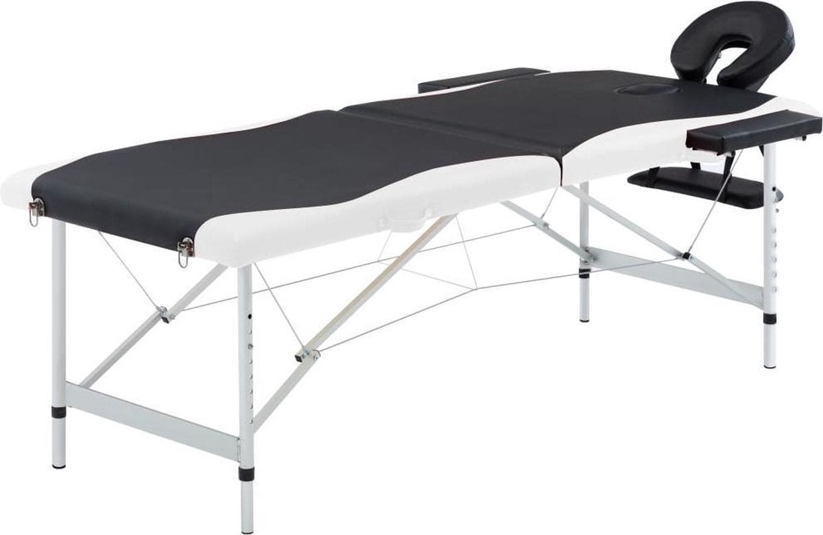 Medina Massagetafel inklapbaar 2 zones aluminium zwart en wit