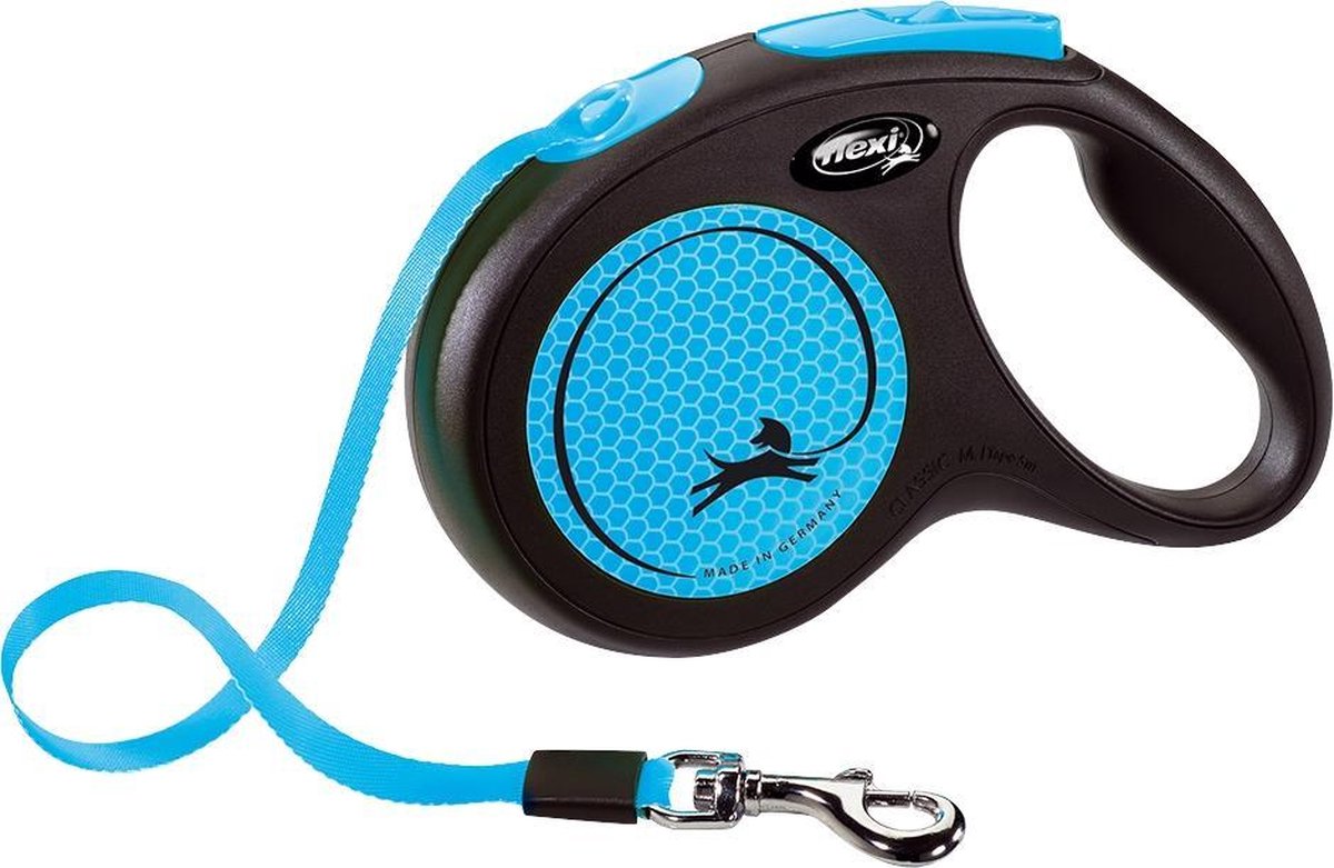 Hondenriem - looplijn - FLEXI rollijn NEW TAPE - M - blauw - 5 meter