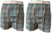 Embrator 2-stuks mannen Boxershorts geweven katoen wit/turquoise/zwart XL