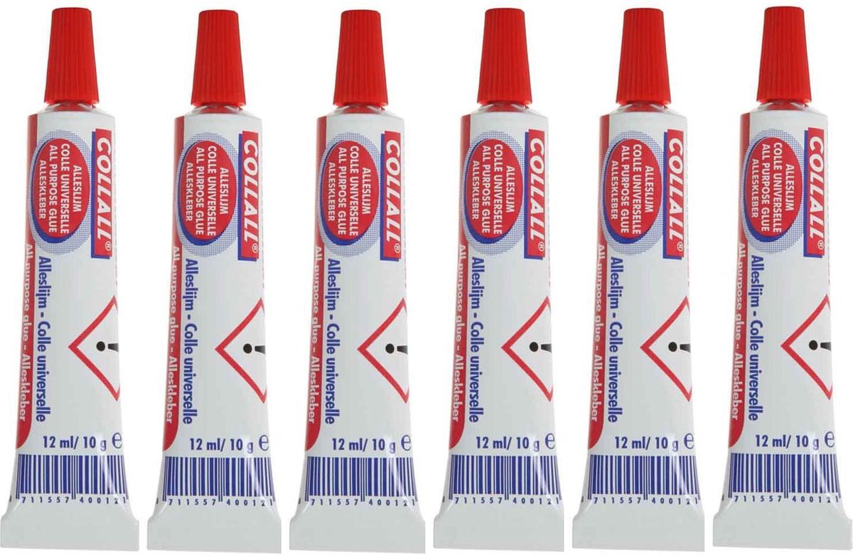 6 Tubes Alleslijm Collall - 12 ml. Tube - Transparant