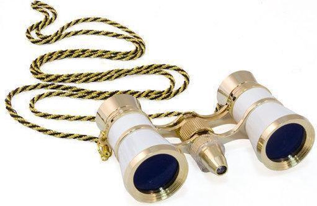 Toneelkijker Broadway 325F wit met LED-verlichting en ketting
