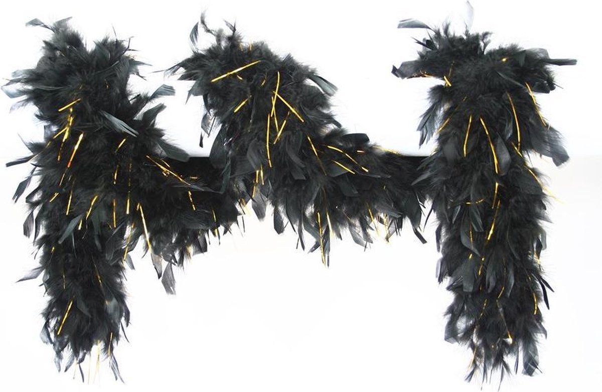 Boa zwart met gouden sliertjes 65gram 180cm lang