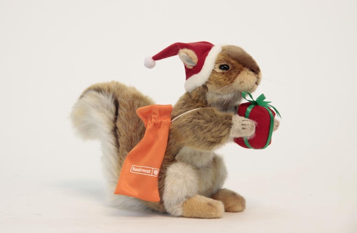 Eekhoorn met rode kerstmuts